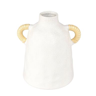 Jarr&oacute;n con asas cer&aacute;mica blanco 17cm