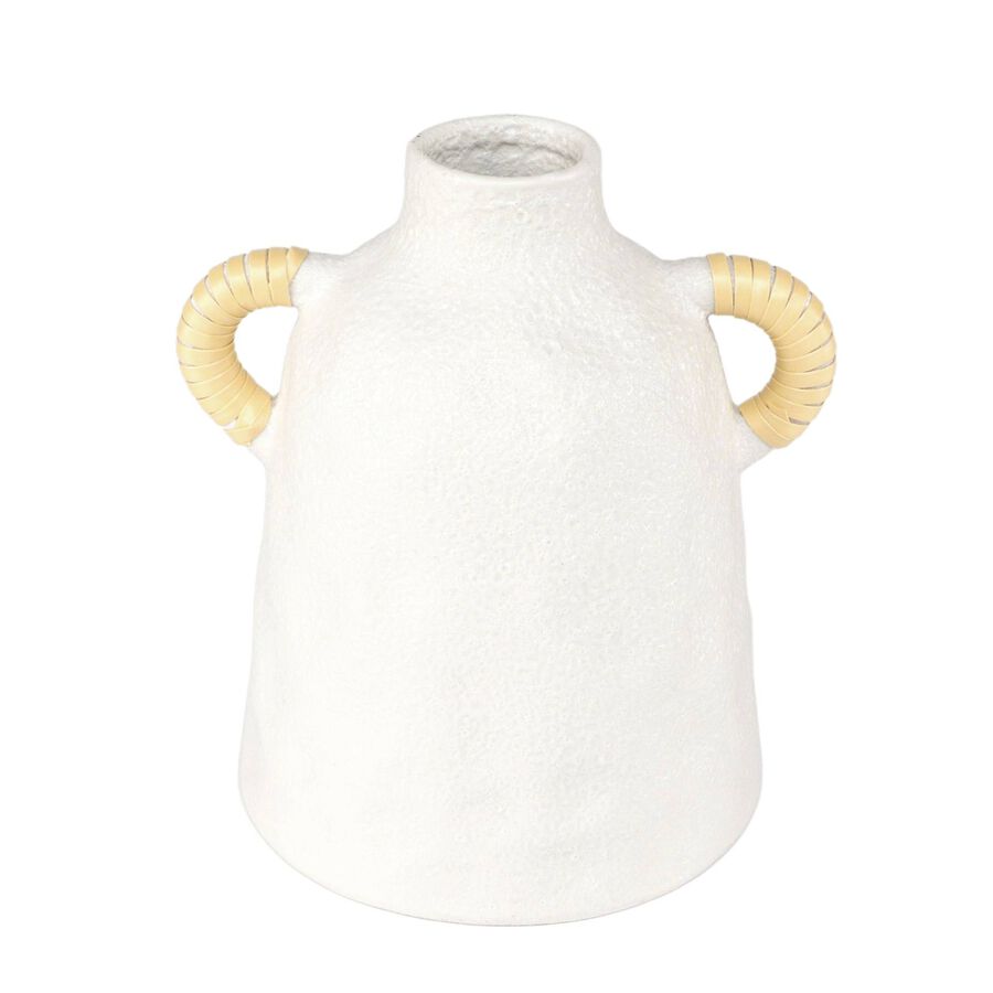 Jarr&oacute;n con asas cer&aacute;mica blanco 17cm