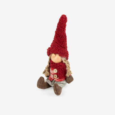 Figura decorativa Muñeca sentada con gorro 28cm