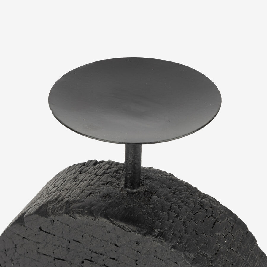 Portavelas de madera de mango y metal Circle 19x8x21cm