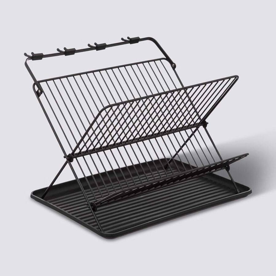Escurreplatos plegable Foldix de metal negro 43,5x40,5cm