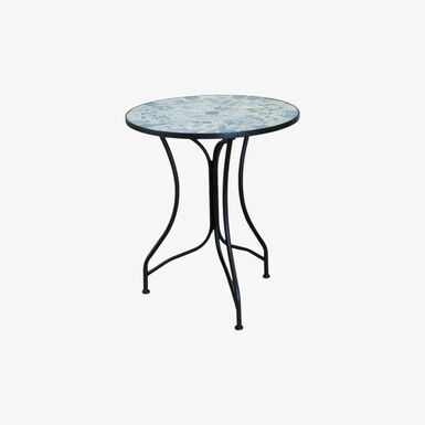 Mesa de jard&iacute;n de metal y cer&aacute;mica Mosaico Grey &Oslash;60cm