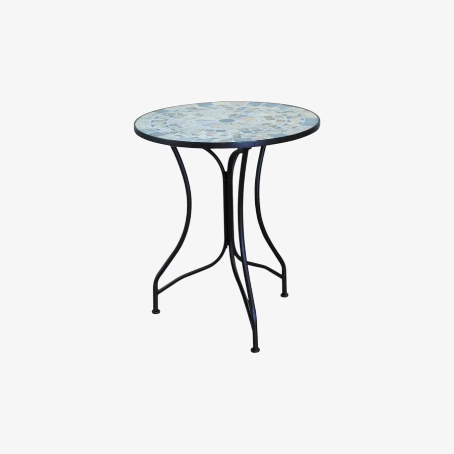 Mesa de jard&iacute;n de metal y cer&aacute;mica Mosaico Grey &Oslash;60cm