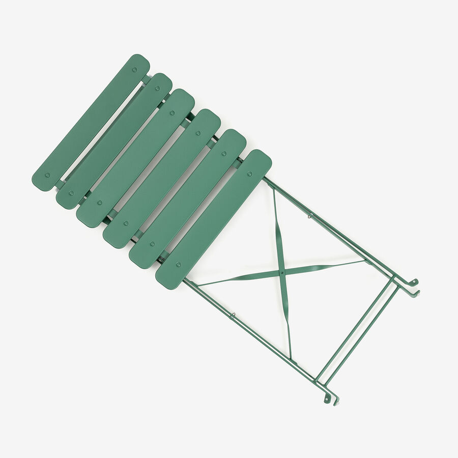Set de jardín plegable de mesa y 2 sillas de acero verde Bistro