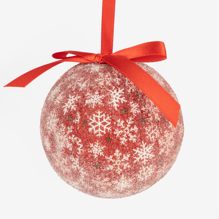 Set 7 bolas decorativas rojas copos de nieve 7,5cm