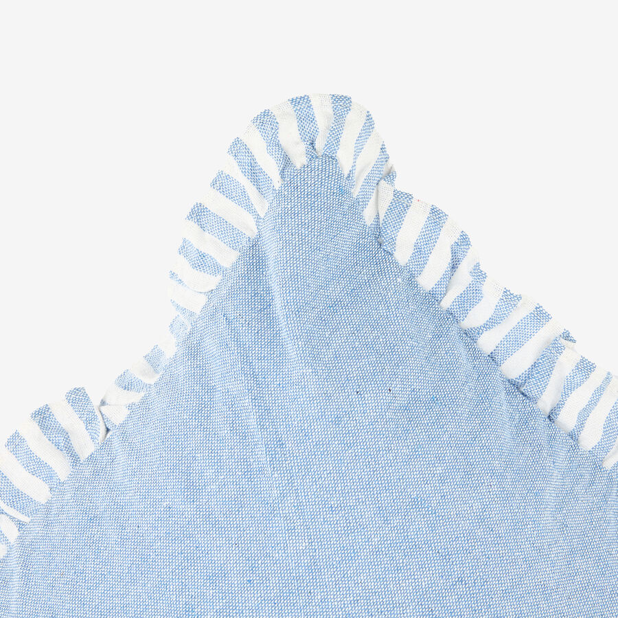 Funda de cojín de algodón volante azul Timoti 45x45cm