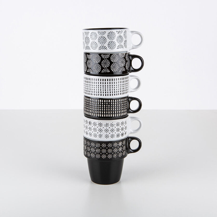 Set de 6 tazas apilables con soporte