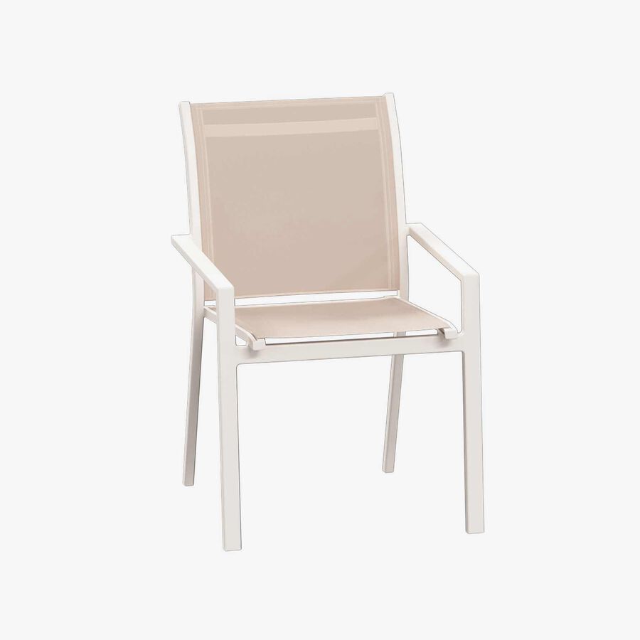 Silla de jard&iacute;n apilable de aluminio crema Essor 56x63x88cm