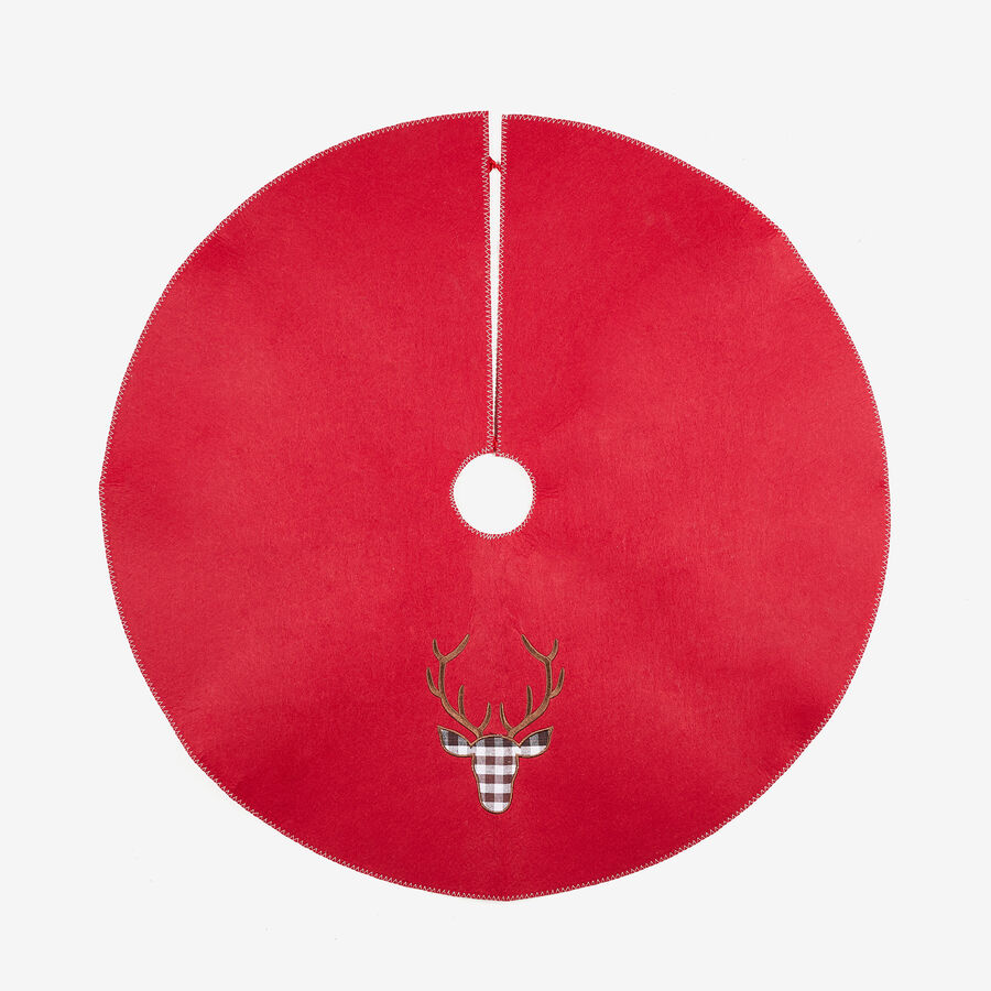 Alfombra para árbol roja con Ciervo tartán Ø90cm