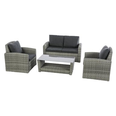 Conjunto de sofás de jardín de 4 piezas de ratán gris 128x76x66cm