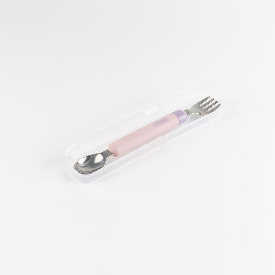 Set de cubiertos infantiles con estuche rosa