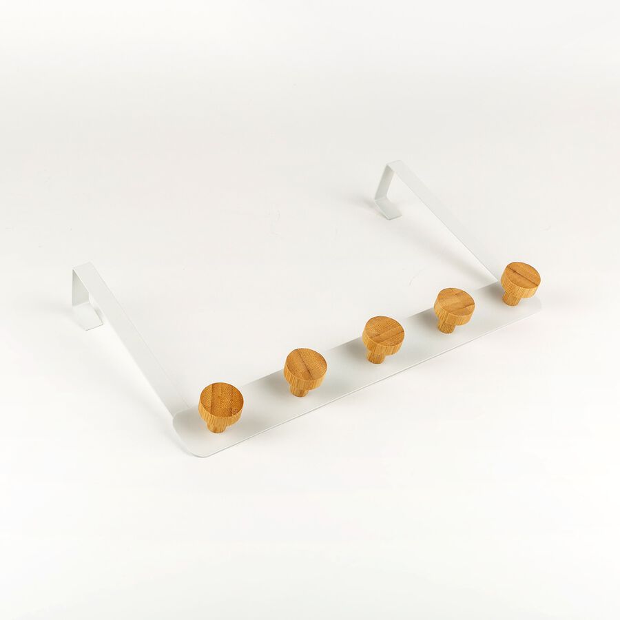 Perchero con 5 ganchos de metal blanco 33x8x20cm