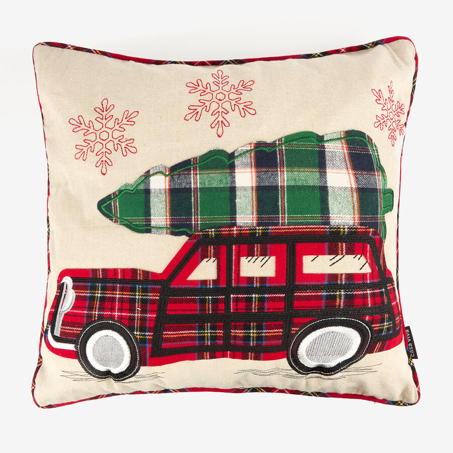 Funda de cojín Coche con árbol de tartán 45x45cm