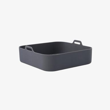 Cesta cuadrada de silicona gris para freidora de aire 22x22x9cm