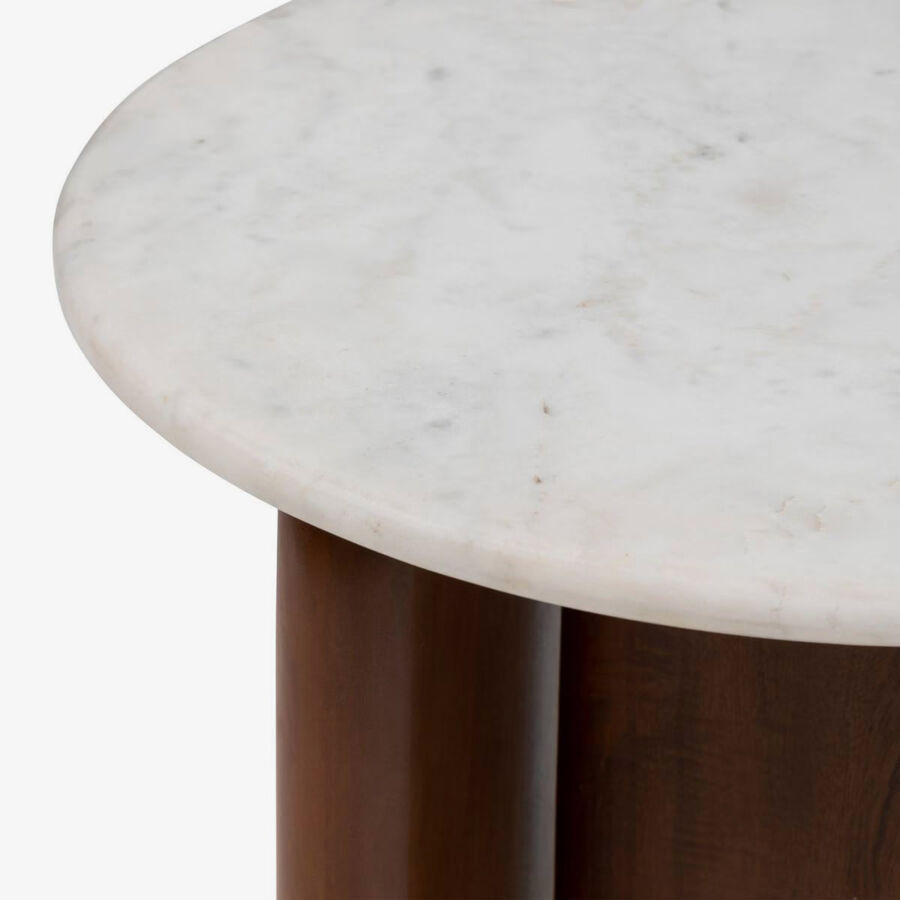 Mesa auxiliar de madera y m&aacute;rmol Ciran &Oslash;51cm 