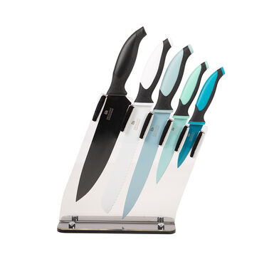 Set de 5 cuchillos con tacoma transparente de acero inoxidable