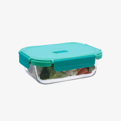 Recipiente herm&eacute;tico rectangular verde de vidrio Move box 1L