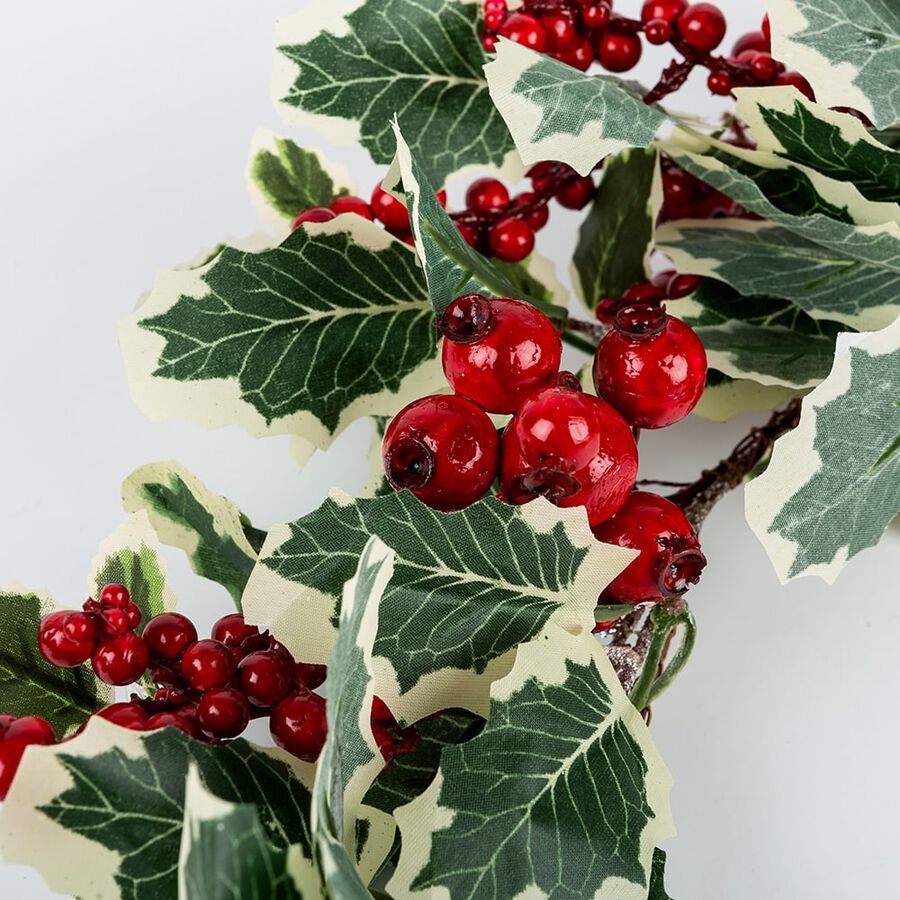 Guirnalda de acebo y frutos rojos 140cm