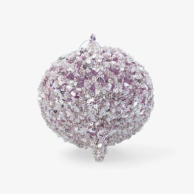Bola de Navidad de lentejuelas rosa 8cm