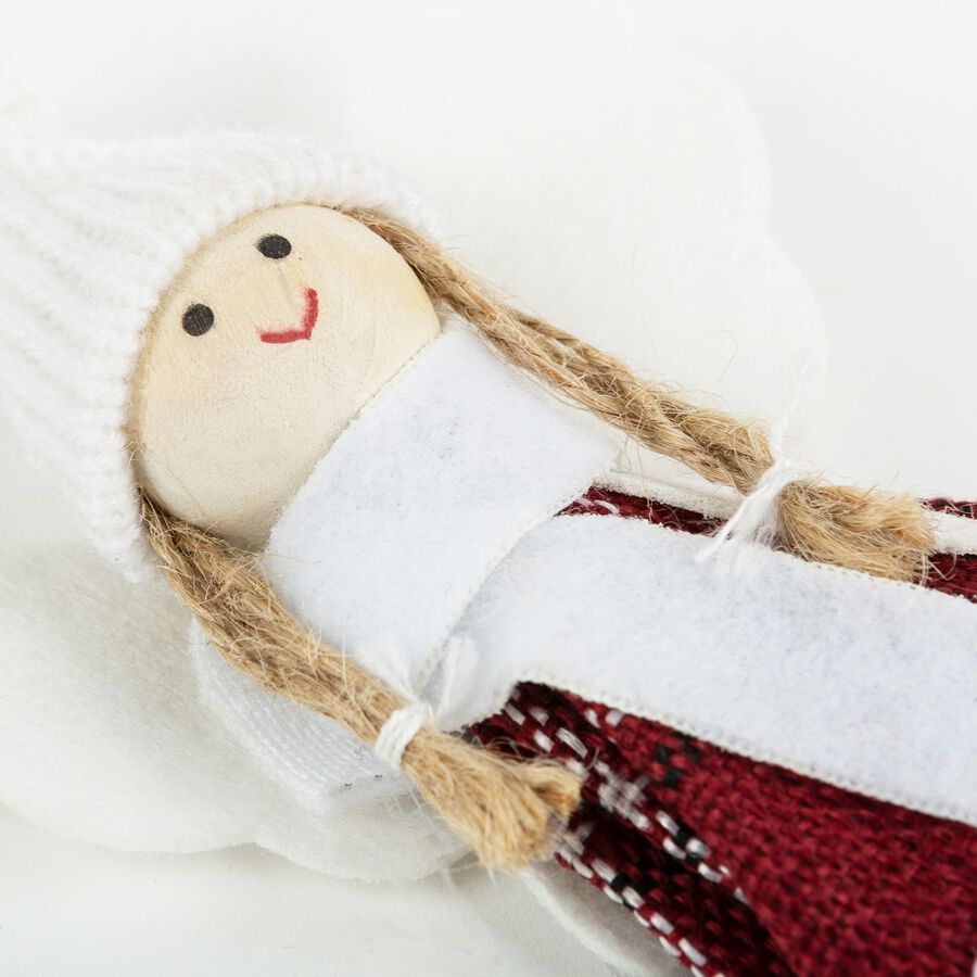 Adorno colgante &Aacute;ngel de tart&aacute;n rojo 15cm