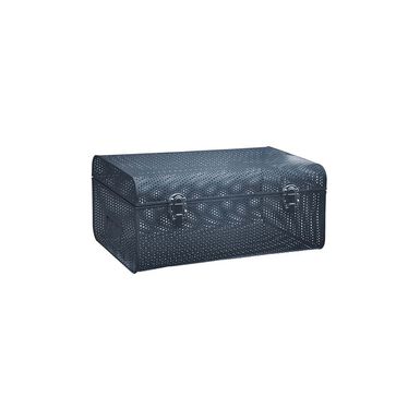 Caja con rejilla de metal azul Levi 38x22x17cm
