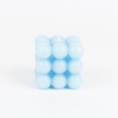 Vela decorativa azul Cubic 6x6cm