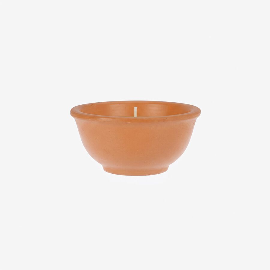 Vela de citronela amarilla de cera en maceta de terracota 11x5cm