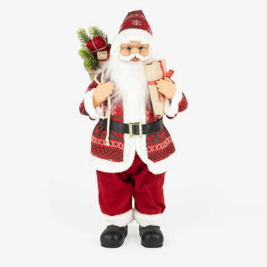 Figura decorativa Santa Claus con saco de regalos 60cm
