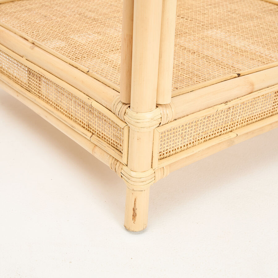 Mesa auxiliar de ratán y cristal Corvo 55x55x50cm