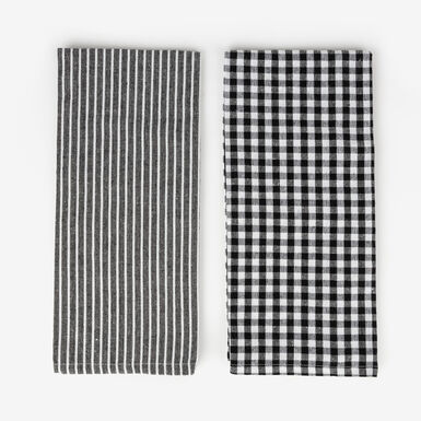 Set 2 paños rayas negro Bakou 50x70cm