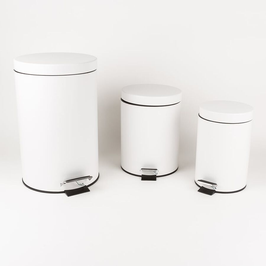 Papelera con tapa de metal blanca 12L