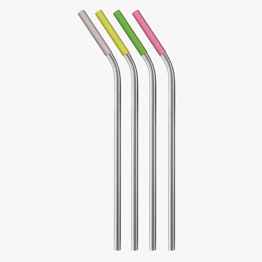 Set de 4 pajitas de acero inoxidable con cepillo limpiador