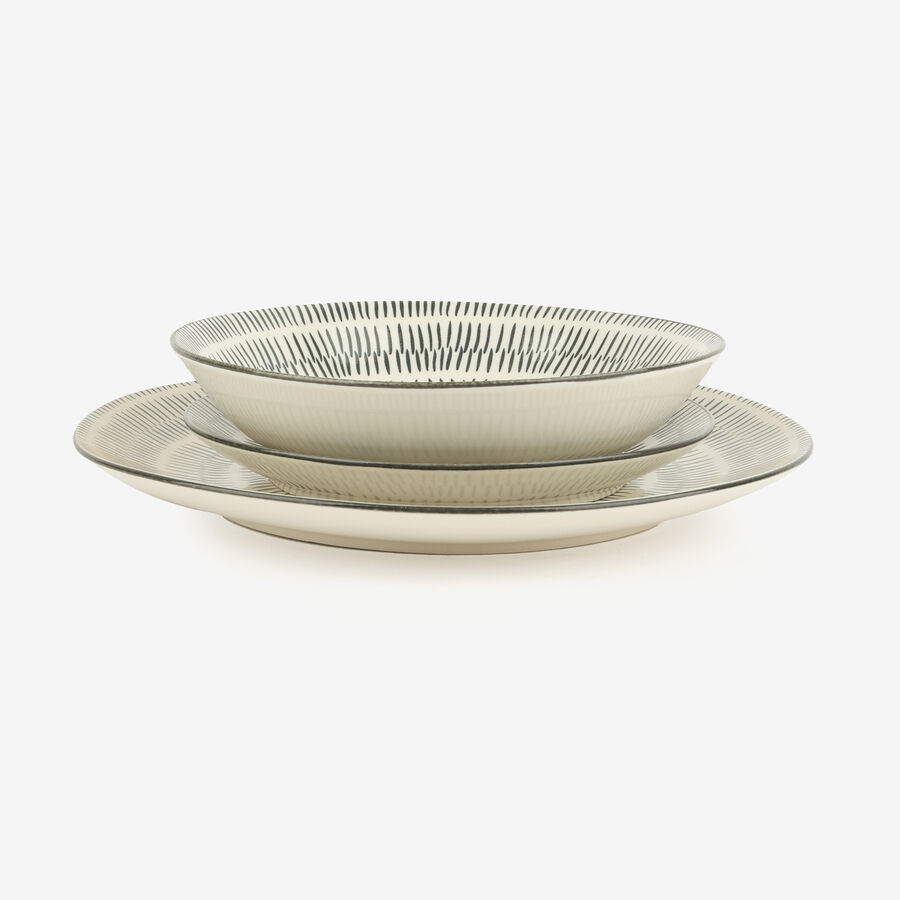 Vajilla de porcelana de 18 piezas estampado gris Saik