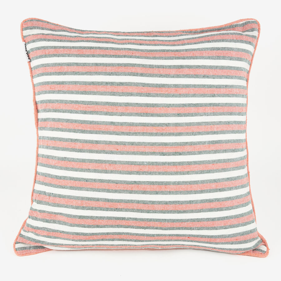 Funda de cojín de algodón rayas naranja y verde Marita 45x45cm