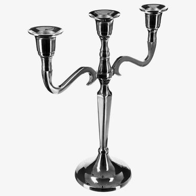 Candelabro de 3 brazos de metal plateado 22,5x27cm