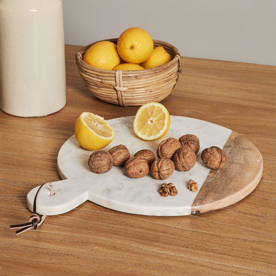 Tabla de m&aacute;rmol y madera 38x30cm