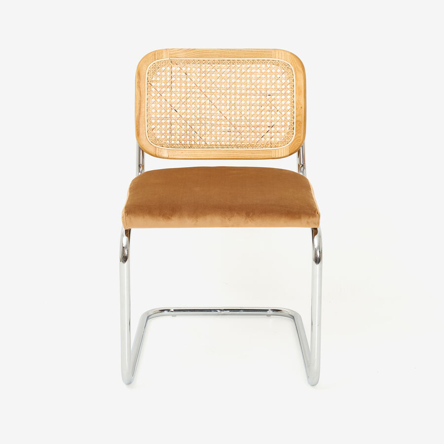 Silla de comedor de madera de olmo y ratán marron Leonor 47,5x63,5x82cm Clau&Chloe