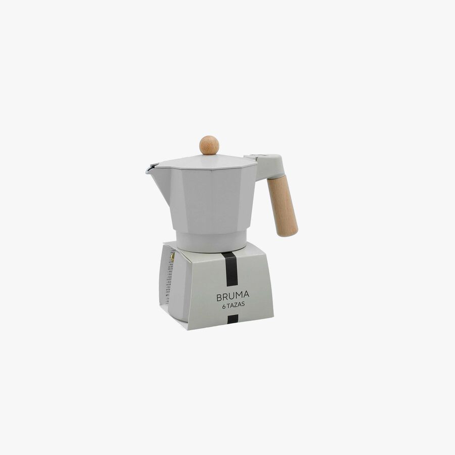 Cafetera italiana gris de aluminio fundido Bruma 6 tazas