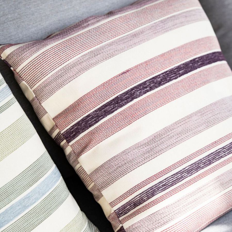 Funda de cojín exterior de algodón reciclado raya rosa Baris 45x45cm