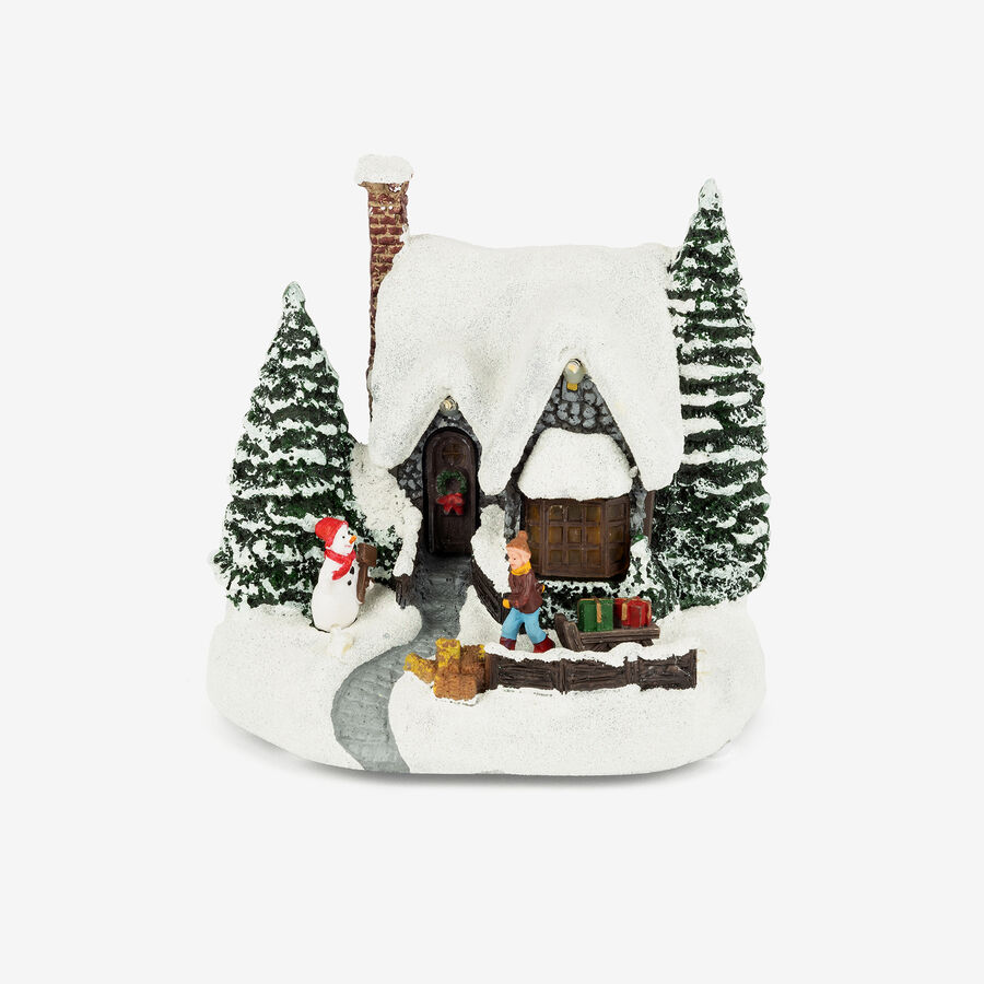 Figura decorativa con luz LED Casita nevada 17x14x15,5cm