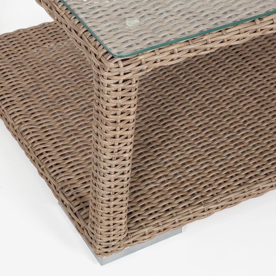 Set de jard&iacute;n de 4 piezas de rat&aacute;n sint&eacute;tico beige Zanz&iacute;bar