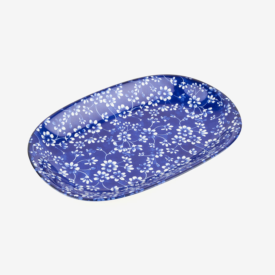 Bandeja ovalada de porcelana azul Nara 28cm