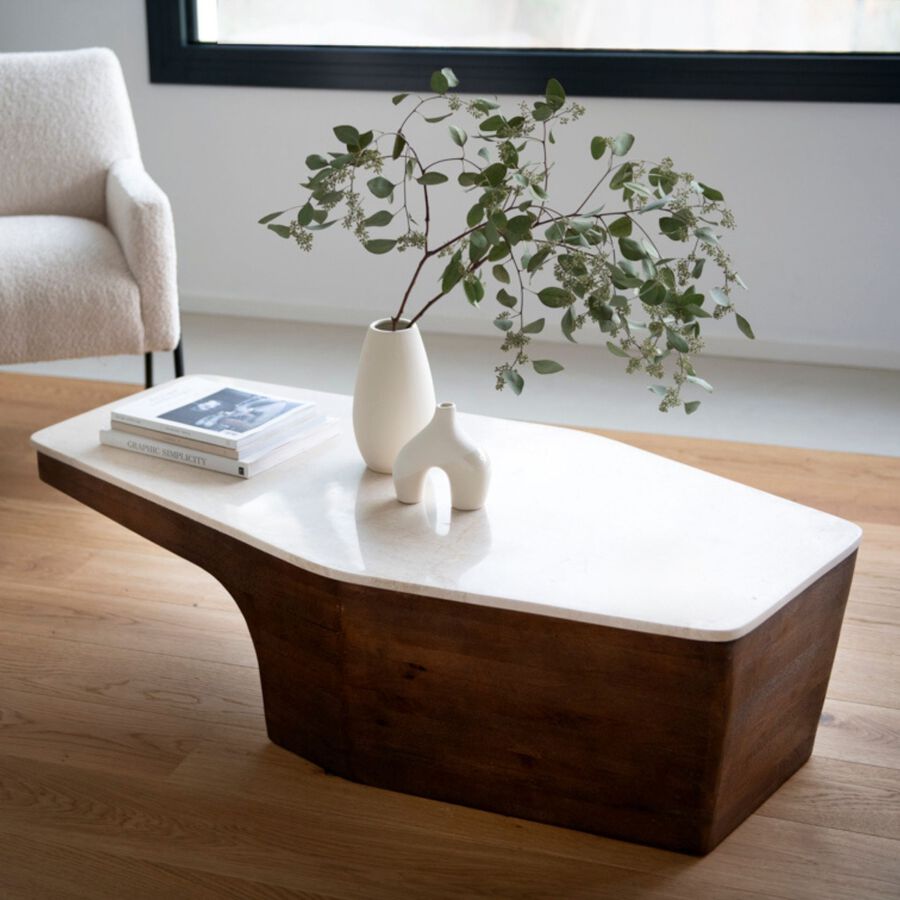 Mesa de centro de m&aacute;rmol Se&uacute;l 128x63x36cm Clau&Chloe