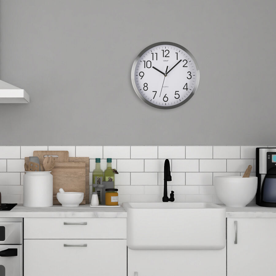 Reloj pared alum. plateado Time Ø30,5