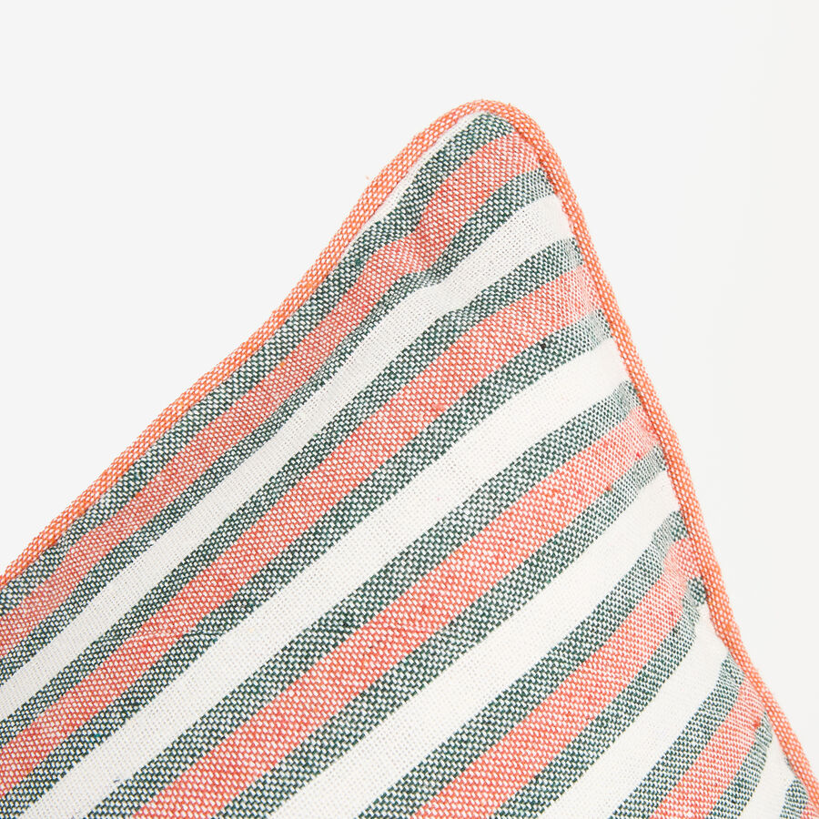 Funda de cojín de algodón rayas naranja y verde Marita 45x45cm