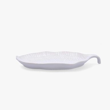 Bandeja con forma de hoja de porcelana blanca Bosco 27x16cm