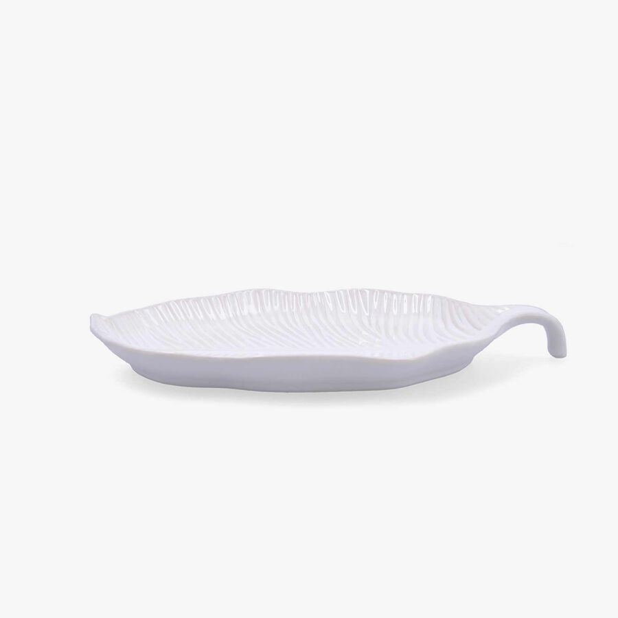 Bandeja con forma de hoja de porcelana blanca Bosco 27x16cm