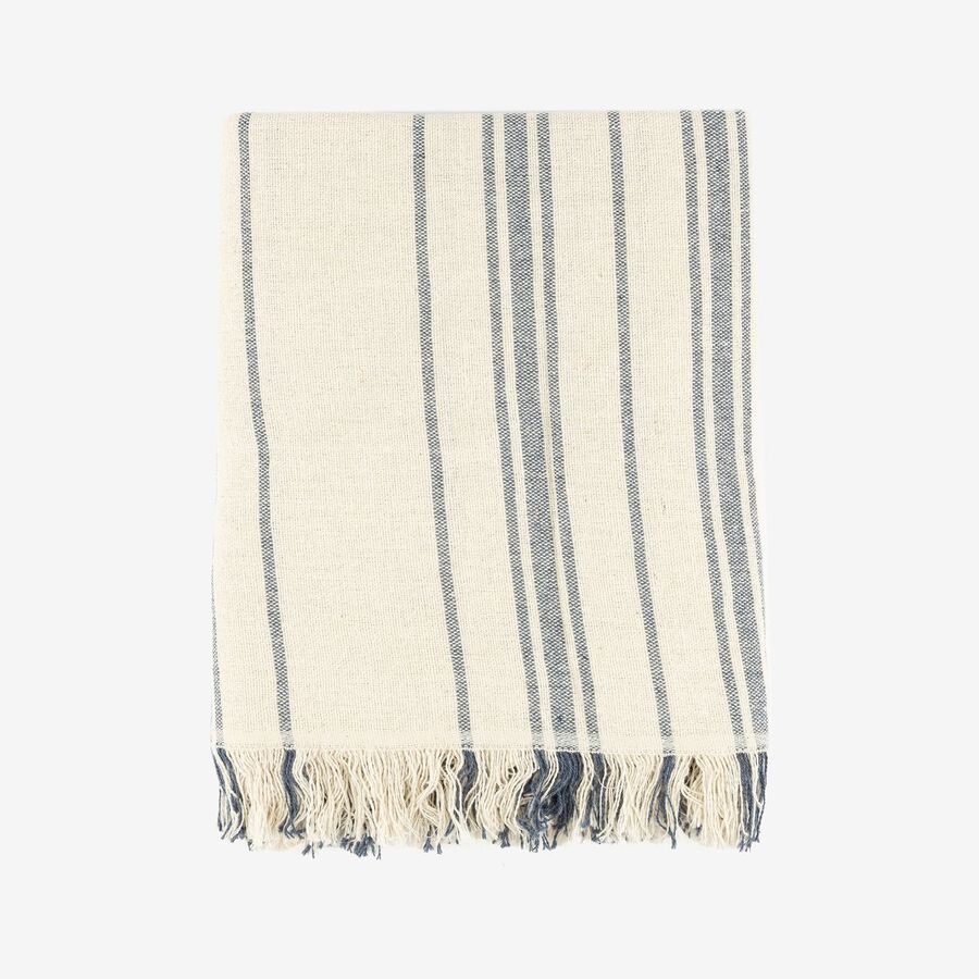Plaid de algodón con rayas azules Niza 125x15cm