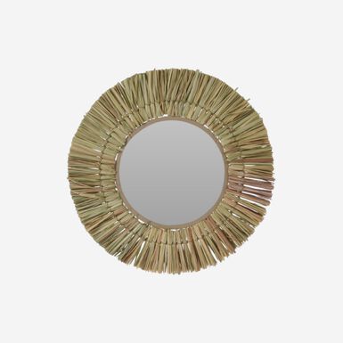 Espejo de pared redondo de rafia Narol Ø40cm