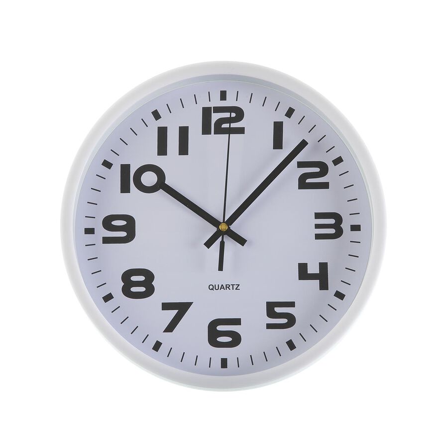 Reloj de pared de pl&aacute;stico blanco &Oslash;25cm